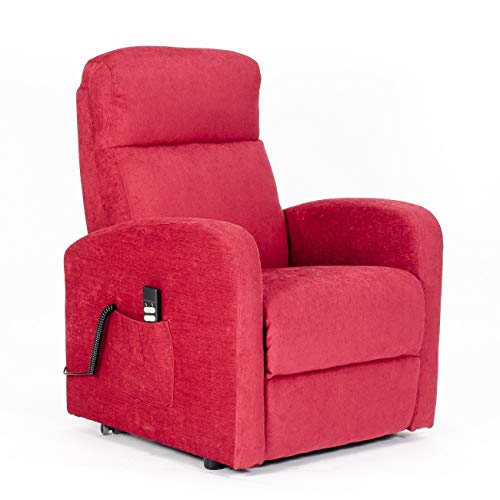 MEINRELAXSESSEL - Fernsehsessel mit 1 Motor Aufstehhilfe und formbeständige Sitzfläche mit Mikrofedernsitz schmutzabweisender Bezug CE Medical - Chanel Rot Mikrofaser