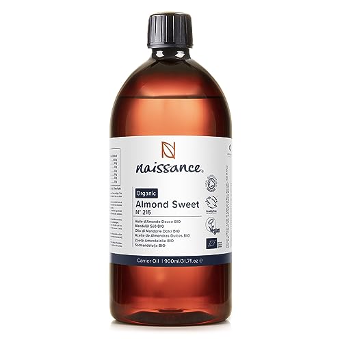 Naissance Süßes Mandelöl BIO (Nr. 215) 900ml – 100% Rein & Natürlich, BIO zertifiziert, Kaltgepresst, vegan, hexanfrei, Gentechnikfrei Ideal für Massagen, Haut– und Haarpflege.