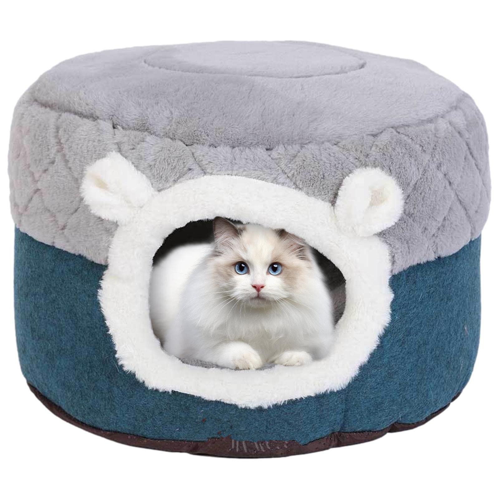 Katzenhöhle | rutschfeste Faltbare Kätzchenbetten für Hauskatzen,Haustierbett 2 in 1 gestepptes warmes Katzenhaus zerlegbares Plüschkissen für drinnen und draußen Yusheng