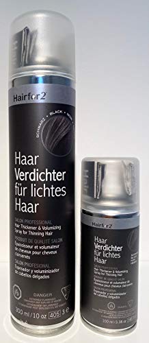 Mini & Maxi - 1x 300ml + 1x 100ml Hairfor2 Haarverdichtungsspray (Schwarzbraun)