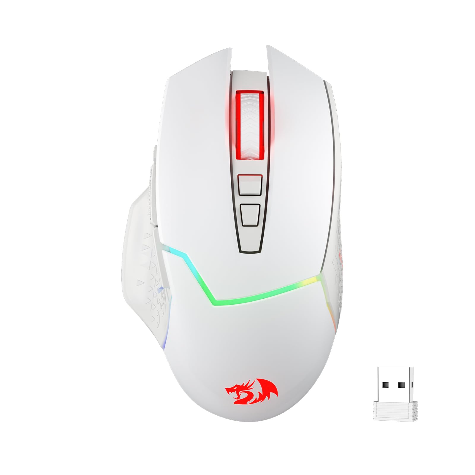 Redragon M690 PRO Kabellose Gaming-Maus, 8000 DPI kabelgebundene/kabellose Gamer-Maus mit Schnellfeuertaste, 8 Makrotasten, ergonomisches Design für PC/Mac/Laptop, Weiß