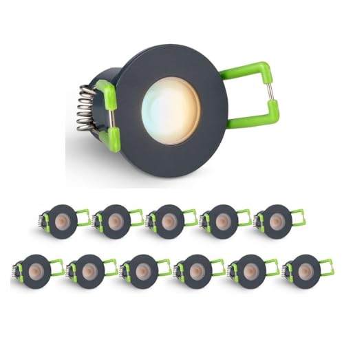3W Mini LED Spots CCT Farbwechsel Warm-Neutral-Kalt-Weiß, Farbtemperatur einstellbar + Dimmbar über Funk & Wifi, smarthome Einbaustrahler IP65 Schutz für Innen- und Außen (Anthrazit, 12x Minispot)
