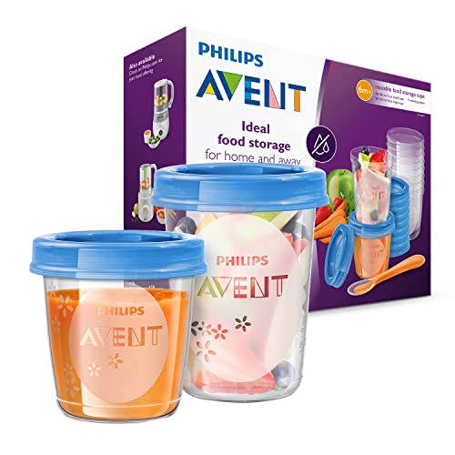 Philips Avent Aufbewahrungsbecher für Babynahrung, 20er Pack (10x180 ml, 10x 240 ml), SCF721/20, mit Schraubdeckel