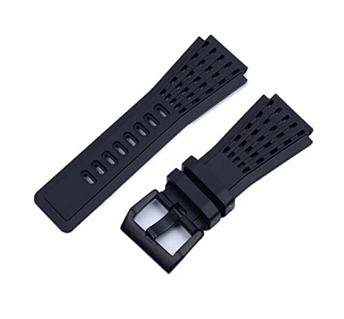 TRDYBSK Hochwertiges, weiches, staubdichtes, 34 mm x 24 mm, schwarzes Gummi-Armband für Bell Uhrenarmband Ross BR01 BR03 Armband-Gürtel