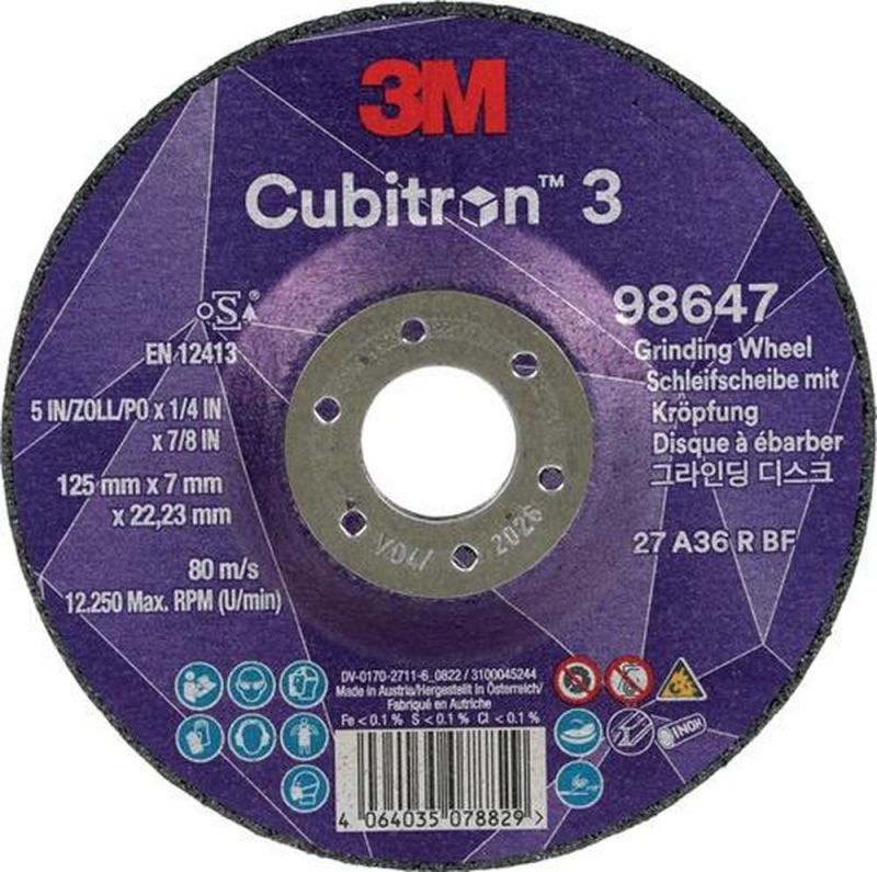 3M Schruppscheibe (D125xS7mmKörnung 36+ / gekröpft 3M™ Cubitron™ 3 / Inhalt: 10 Stück) - 7100303982