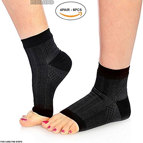 Pedimend Plantar Fasciitis Foot Care Compression Sleeve Arch Relief (4pair) | Relieves Swelling & Heel Spurs | Compression foot for the heel/ankle/arch/foot support | Unisex | Foot Care