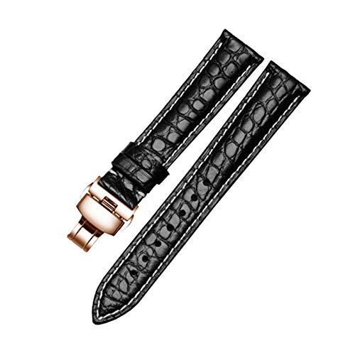 Krokodillederband 14mm-24mm Schwarz/Braun/Rot/Blau-Armband mit Faltschließe für Männer und Frauen, 14mm