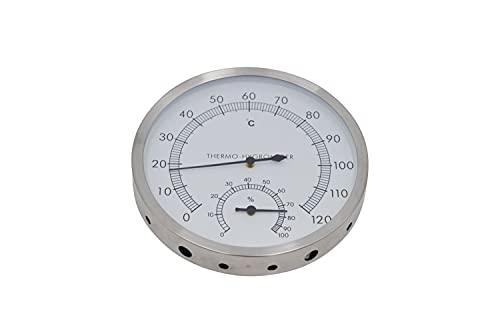 Saunathermometer Hygrometer aus Edelstahl - 2 in 1 Kombi