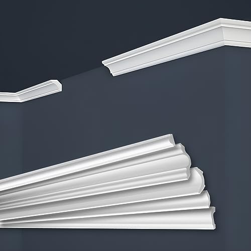 Marbet Deckenleisten aus Styropor XPS - Hochwertige Stuckleisten leicht & robust im modernen Design - (40 Meter Sparpaket E-23-22x22mm) Winkelleiste
