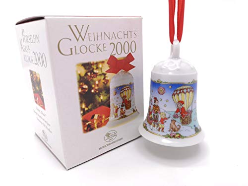 Hutschenreuther Weihnachtsglocke 2000, Anhänger, Porzellanglocke, Baumschmuck, Baumanhänger, Weihnachten