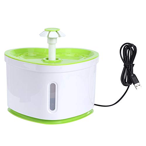 FOLOSAFENAR Katzenwasserspender, mit LED-Licht, transparentem Fenster, für Haustiere, die Essen und Trinken, für kleine mittelgroße Hundekatzen(Green, USB+ Power Off)