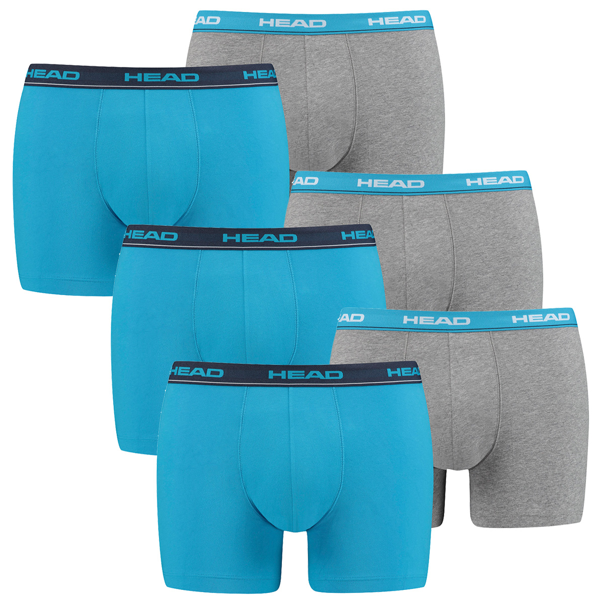 6 er Pack Head Herren Boxer Boxershorts Basic Pant Unterwäsche L, White/Blue/Grey