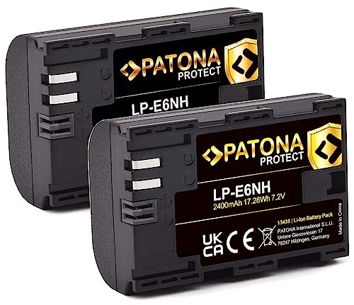 PATONA Protect V1 (2X) LP-E6NH Akku (2250mAh) Qualitätsakku mit NTC-Sensor und V1 Gehäuse - Intelligentes Akkusystem - neueste Generation