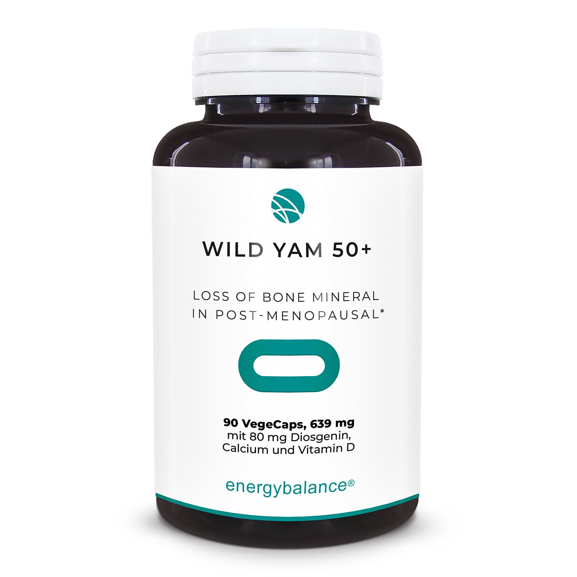WILD YAM 50+ mit 80mg Yams Diosgenin, Calcium und Vitamin D, 90 VegeCaps
