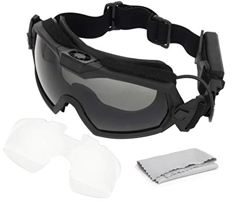 haoyk Ski-Brille als Ausführung mit Gebläse, Regler, für Snowboard-, Fahrradfahrer, Schwarz