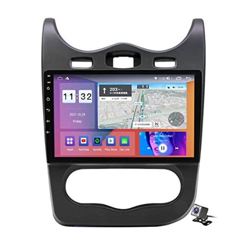 Android 11 Autoradio mit CarPlay, Android Auto für Renault Sandero 2013–2014, 2 Din, 9 Zoll Touchscreen, In-Dash-Navigation, unterstützt FM AM Radio, DSP-Audio, Lenkradsteuerung