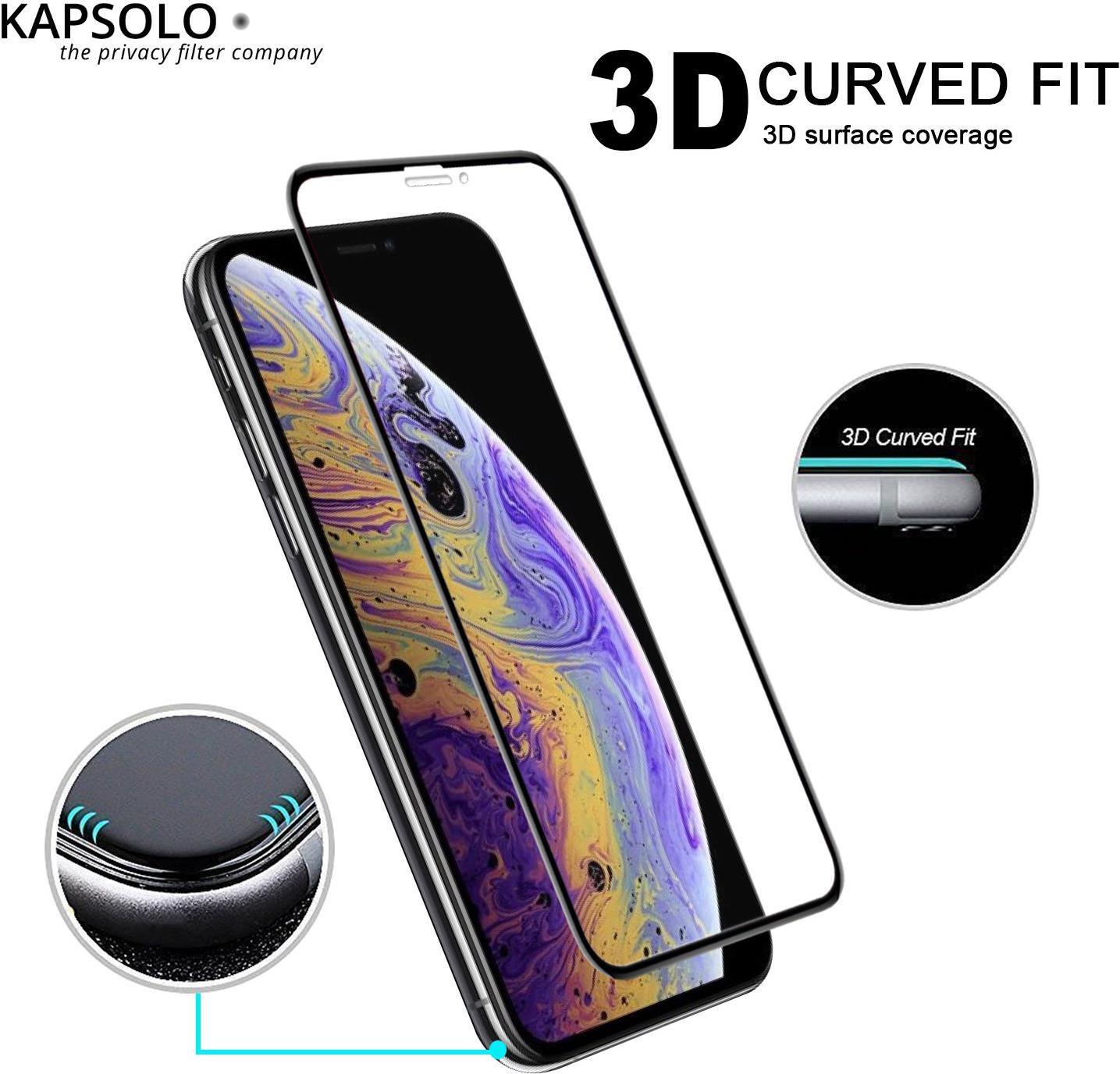 KAPSOLO Displayschutzglas - vollflächiges Displayschutz mit abgerundete Kanten - Temperglas - 3D schutzglas für Apple iPhone 12 Pro / Max (KAP30207)