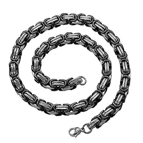 tumundo® Königskette mit oder ohne Armband Halskette Collier Herren-Schmuck, Modell:schwarzsilber - Ø 9mm - 65cm