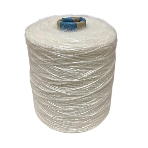 500 g glitzernder Mohair-Wollfaden, mitteldicker Faden, weicher, ungebundener Häkelpullover, Tasche, Mix-and-Match, handgestrickter Faden (Color : Off white)