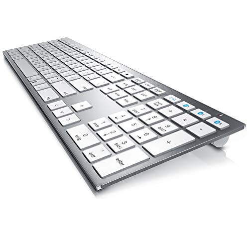 CSL - Tastatur - 2in1 Bluetooth Funk 2,4 Ghz - Memoryfunktion für 3 Geräte - Multimedia Keyboard QWERTZ Layout Li-Ion Akku - Kompatibel mit Windows Android Linux