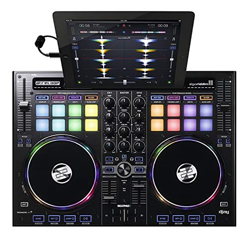 Reloop Beatpad 2 - 2-Kanal USB Cross Platform DJ Controller - 16 RGB Performance Pads mit Jogwheels und integrierter Soundkarte, Plug and play für Algoriddim Djay 2 und Djay Pro, Spotify-Ready, (schwarz)