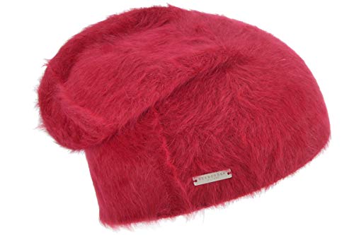 Seeberger Angora Beanie Angoramütze Wintermütze Oversize Mütze Damenmütze Wintermütze Beanie Long Beanie (Rot)