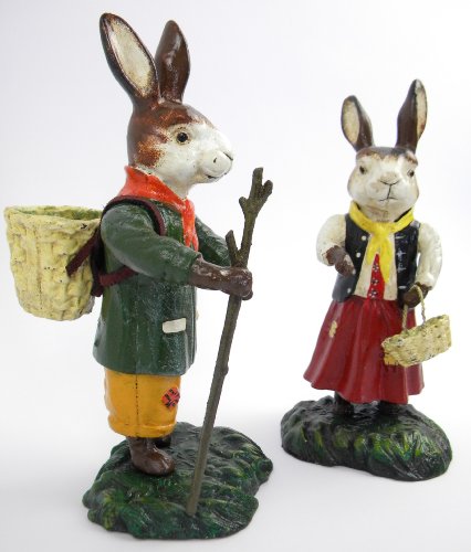 wundervolles Hasen Paar (Osterhase)handbemalt aus Gusseisen Osterdeko Osterdekoration Nostalgie Osterhasen Figur Skulptur