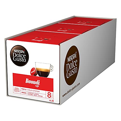NESCAFÉ Dolce Gusto Espresso Buondi, 48 Kaffeekapseln (Intensität 8, samtweiche Crema), 3er Pack (3 x 16 Kapseln)