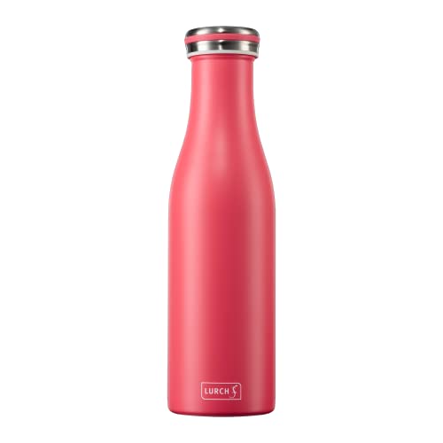 Lurch 240934 Isolierflasche/Thermoflasche für heiße und kalte Getränke aus doppelwandigem Edelstahl 0,5l, pink