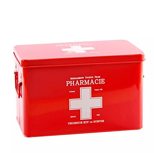 PT Medicine Medizin, Aufbewahrungsbox, Box, Medikanmentenbox, Metall, Rot, Large