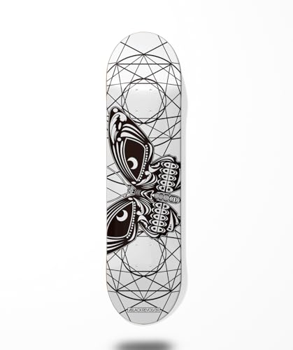 Skateboard Skateboard Deck Board Black Revolver Schmetterling Weiß Schwarz 7.5