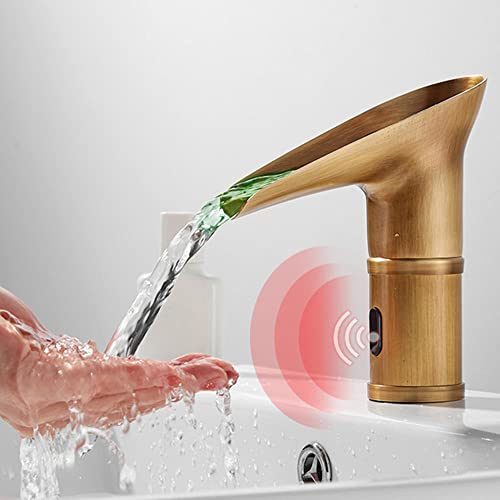 Retro Automatischer Sensor Wasserhahn Infrarot Hot and Cold Wasserfall Wasserhahn Bad LED Farbwechsel Infrarot Sensor Wasserhahn-Antique_niedrig