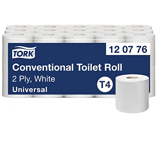 Tork 120776 Kleinrollen Toilettenpapier Universal Qualität für T4 Kleinrollensysteme / 2-lagiges WC-Papier, extra lang und reißfest (30-er Pack), 30 x 400 Blatt