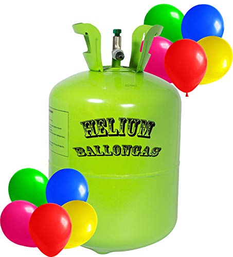 trendmile Premium Helium Ballongas - Heliumflschae für 50, 100 & 150 Ballons - Schwebezeitverlängerer + Ballons mit Schnur (2X Gas ca. 100 Ballons)