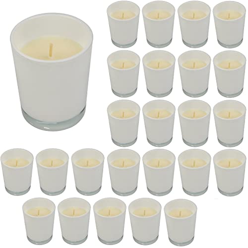 Votivkerzen im Glas ohne Duft 25 Stk Glas Teelichter Wachs Teelicht Kerze (Weiß)