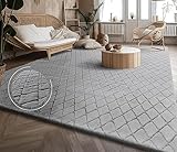 Paco Home Teppich Wohnzimmer Schlafzimmer Hochflor Skandinavisches Geometrisches Design Rautenmuster 3D Effekt Moderne Deko, Grösse:200x280 cm, Farbe:Grau 2