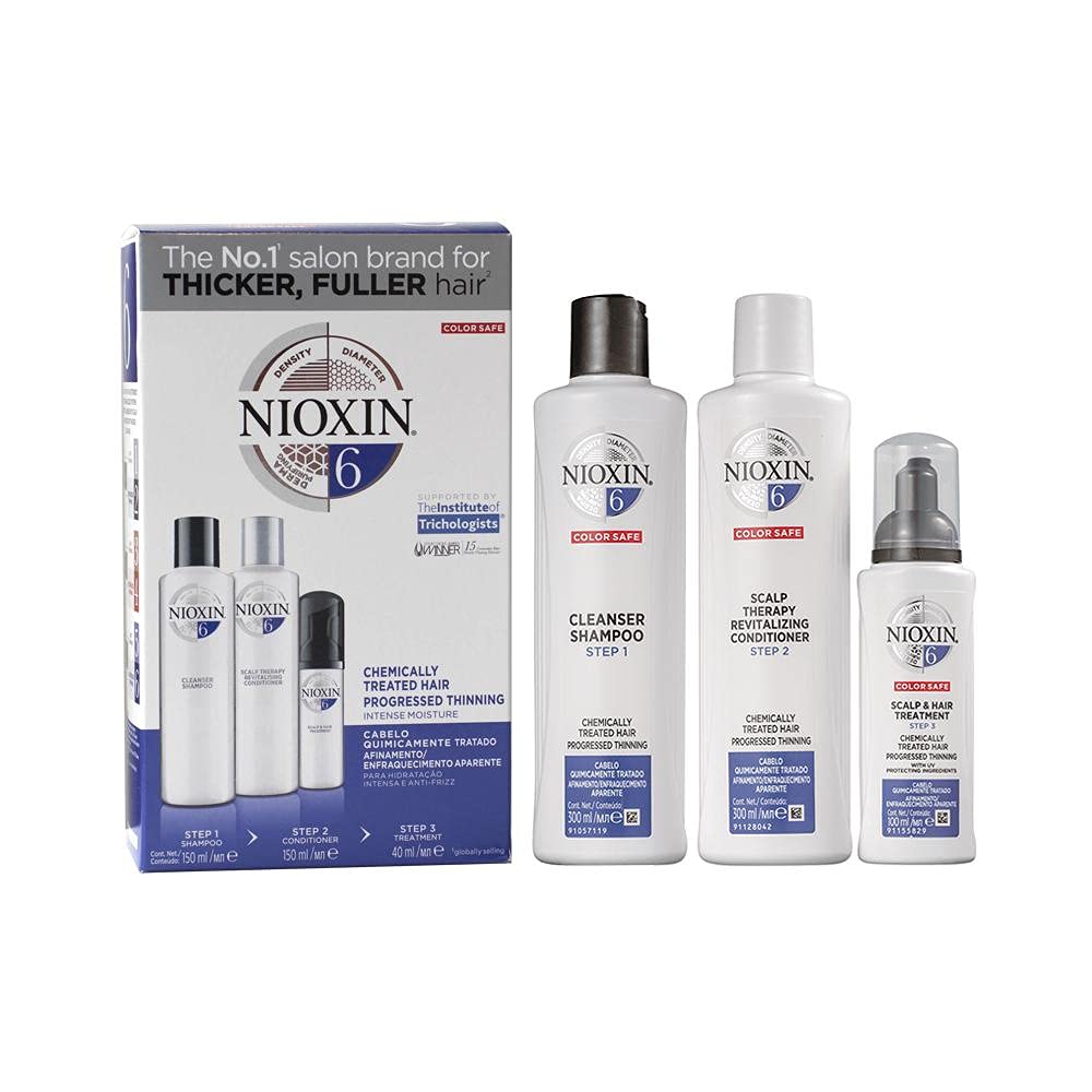 Nioxin Hair System 6 - Set Shampoo für Haarausfall+ Pflegespülung für Haarausfall + Behandlung mit LSF 15 Schwächung, 1er Pack (1 x 340 ml)