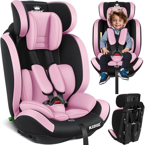 KIDIZ® Autokindersitz Kinderautositz Gruppe 1+2+3 9-36 kg 5-Punkt-Sicherheitsgurt, Autositz, Kindersitz, Einstellbare Kopfstütze, Mitwachsende Sitzerhöhung 1-12 Jahre, Stabil und Sicher