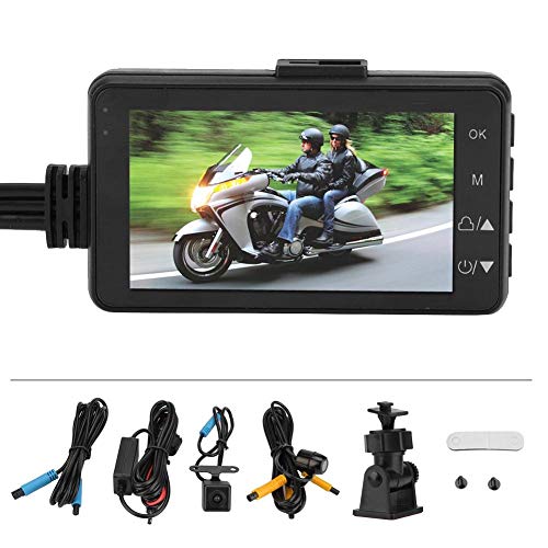 Keenso Motorrad Dashcam Kit, 3.0 LCD HD DVR 1080P 120 Grad Dashcam IP68 Wasserdicht Aufnahmekamera System für Motorrad Elektrofahrrad