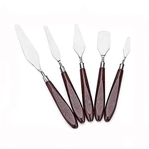 Painting Mixing Scraper, Painting Knife Set Stainless Steel Spatula Palette Knife Painting Mixing Scraper Oil Painting Accessories Color Mixing Tool Pack of 5