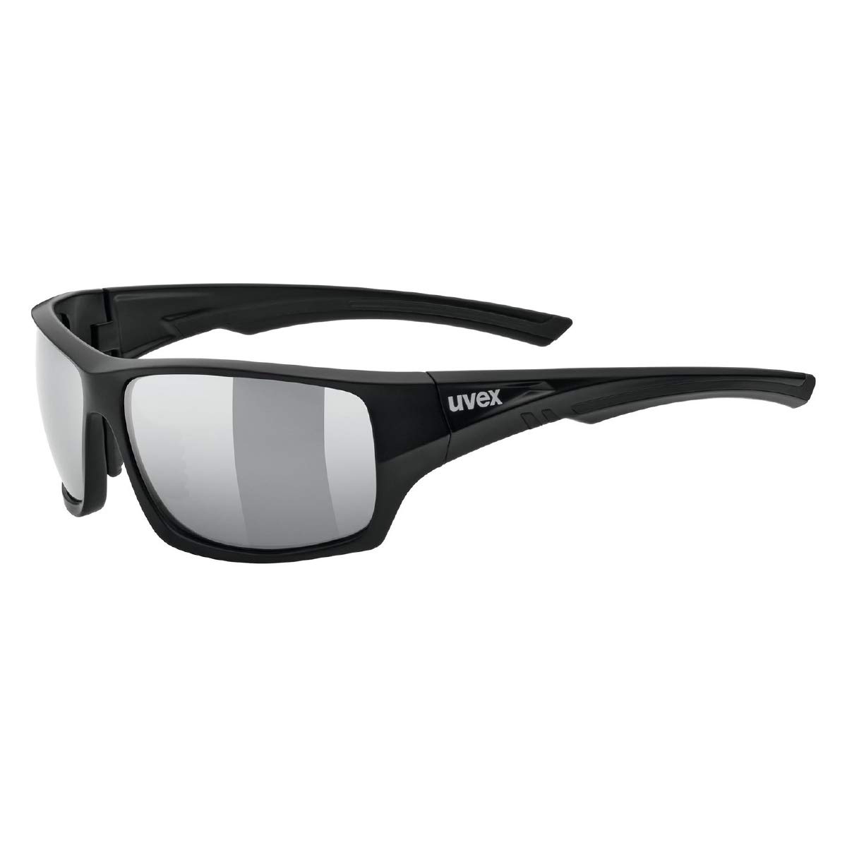 uvex sportstyle 222 pola - Sportbrille für Damen und Herren - polarisiert - druckfreier Tragekomfort & perfekter Halt - black matt/silver - one size