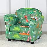 PWTJ Kinder-Sofa-Stuhl, Einzelsitzer, gepolsterte Kinderarmlehne mit Dinosaurier-Muster, Samtstoff für Kinderzimmermöbel