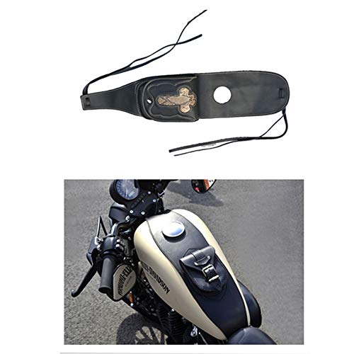 Leder-Gastank-Abdeckung mit Tasche für Harley Sportster XL 883 1200, Schwarz