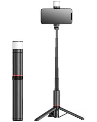 Moman Q12S Selfie Stick Stativ, 77cm Aluminium Handy Stativ Tragbar Stativ Handyhalter Selfie Stange für Smartphones, All in 1 Selfiestick