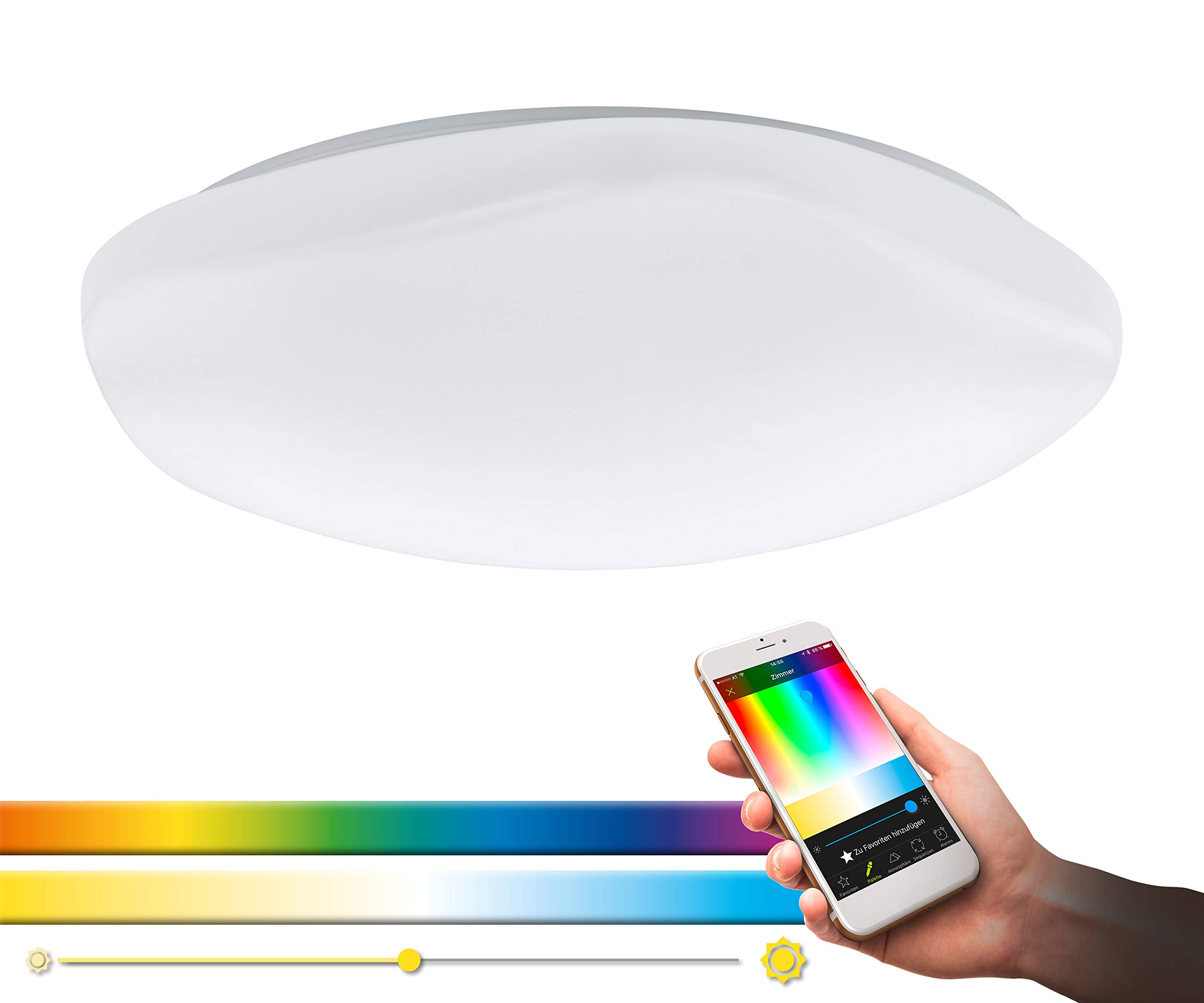 EGLO connect LED Deckenleuchte Totari-C, Smart Home Deckenlampe , Material: Stahl, Kunststoff, Farbe: Weiß, dimmbar, Weißtöne und Farben einstellbar, Ø: 60 cm