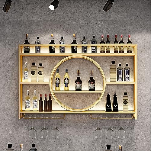 An der Wand montiertes Weinregal mit Weinglashalter, Barregale, Weinflaschenhalter, Ausstellungsregal, Flaschenregal für den Schrank zur stilvollen Weinaufbewahrung mit Aufhänger für Stielgläser