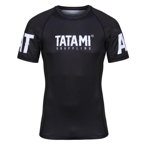 Tatami Fightwear Raven BJJ Rashguard für Herren, kurzärmelig, flexible Kompression, Jiu-Jitsu-Trainingsoberteil, schnell trocknend, schützend, atmungsaktiv, Lycra-Rashguard für BJJ, MMA, Kickboxen