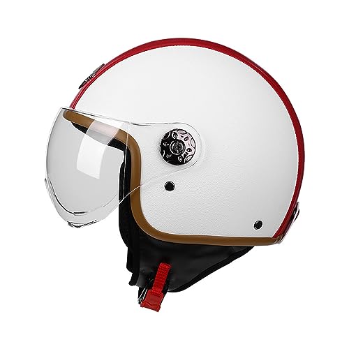 Motorradhelm Open Face Half Face Bluetooth Helm Vintage Motorradhelm Leichter Motorradhelm Street Motocross Racing Helm Damen Herren A,L (58-59cm)