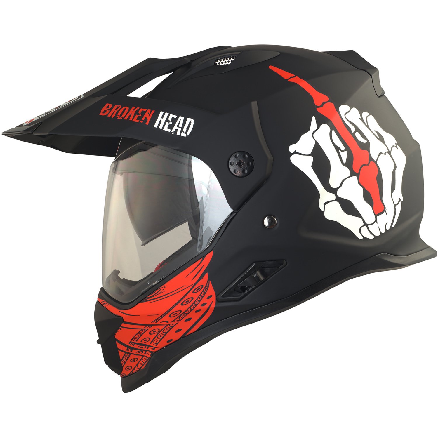 Broken Head Street Rebel Motocross-Helm rot mit Visier - Enduro-Helm - MX Cross-Helm mit Sonnenblende - Quad-Helm (L 59-60 cm)