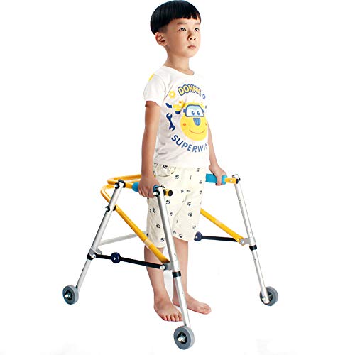 Leichter Rollator für Kinder mit Rädern, zusammenklappbarer Rollator für das unterstützte Rehabilitationstraining von Kindern/Behinderten, höhenverstellbare Gehhilfe